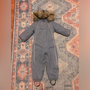 KULING SNOWSUIT size 104, blue, faux fur